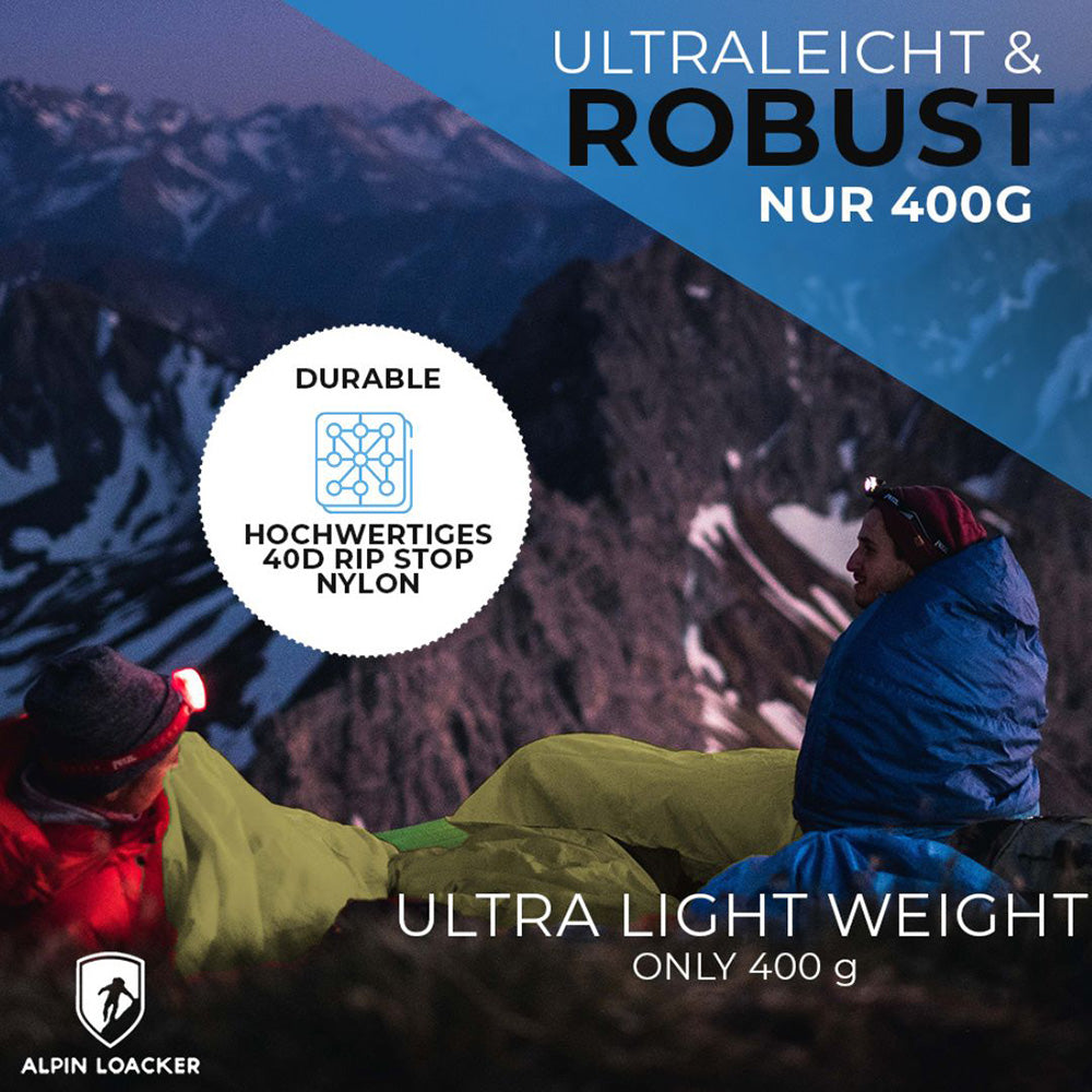 Bivi PRO - leichter Biwaksack aus robustem 40D RipStop Nylon, ideal für Bergübernachtungen, kompakt und wasserfest, schützt bei Wind und Regen.