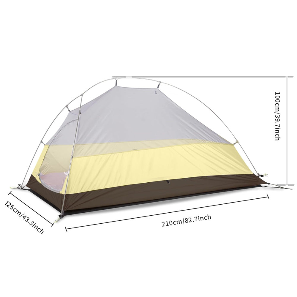 Cloud Pro Up 2 - 20D leichtes Zwei Mann Zelt: Kuppelzelt mit Mesh-Wänden, 210 cm Länge, 125 cm Breite, 100 cm Höhe, optimiert für Belüftung und Schutz.