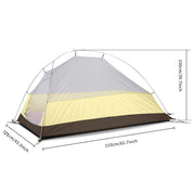 Cloud Pro Up 2 - 20D leichtes Zwei Mann Zelt: Kuppelzelt mit Mesh-Wänden, 210 cm Länge, 125 cm Breite, 100 cm Höhe, optimiert für Belüftung und Schutz.