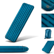 Leichte Isomatte für 4 Jahreszeiten: Blaues, aufblasbares R5 Pad mit Luftventil, gestepptem Design und kompakter Transporttasche, ideal für Outdoor-Abenteuer bei jeder Witterung.