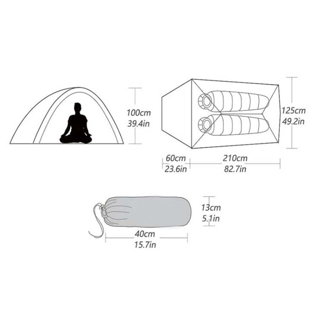 Cloud Pro Up 2 - 20D leichtes Zwei Mann Zelt: Zwei-Personen-Kuppelzelt, kompakt gepackt, Maße 210x125x100 cm, ideal für ultraleichtes Camping und Trekking.