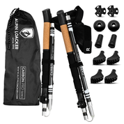 Faltbare Trailrunning Stöcke aus Carbon mit Korkgriffen, verstellbar, inklusive vier Spitzen/Baskets und Transporttasche. Ideal für Wandern, Trailrunning und Nordic Walking.