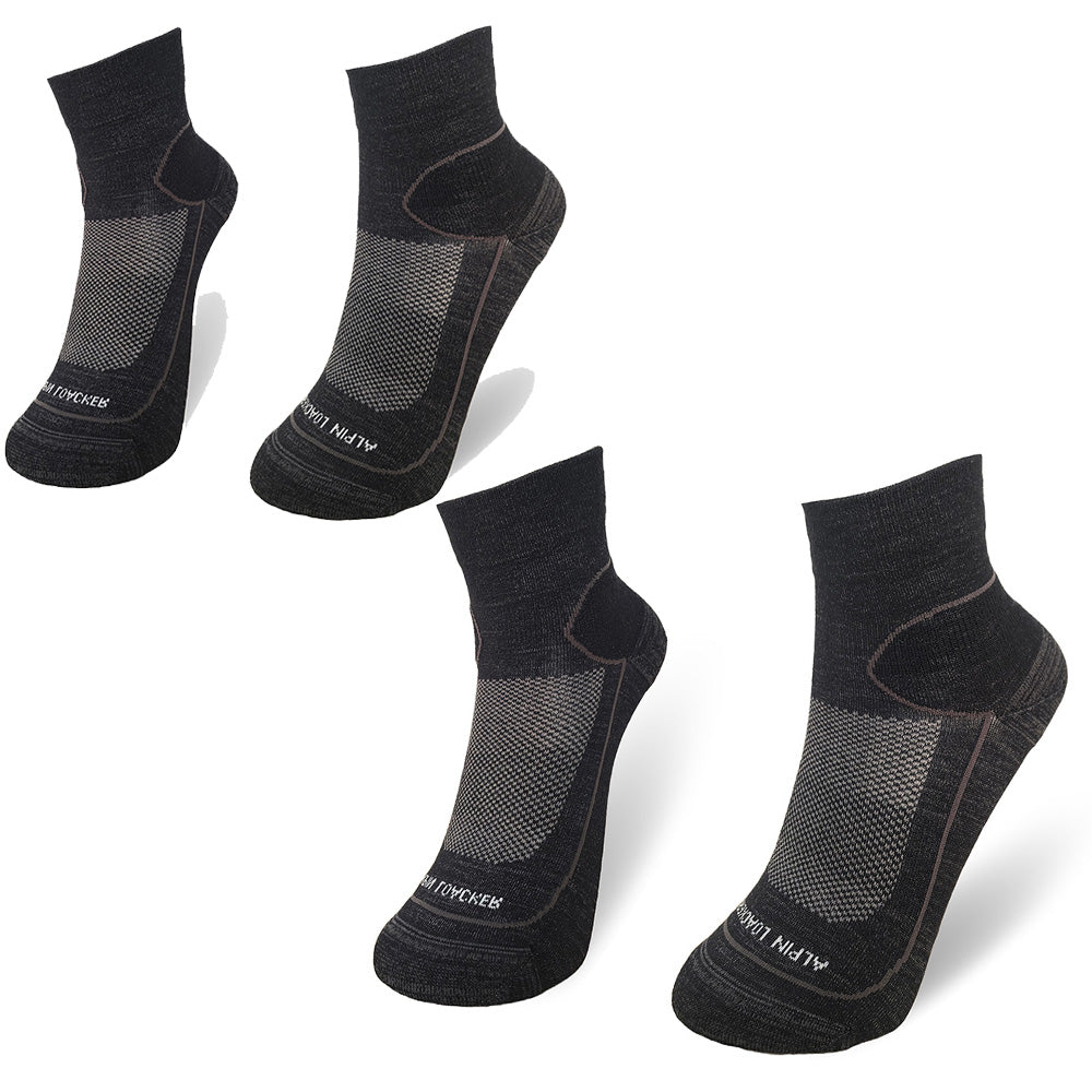 Leichte Merino Wandersocken Herren & Damen mit Mesh-Panels, verstärkten Fersen und Zehen, kontrastierenden Stichen für Unterstützung; ideal für Outdoor-Aktivitäten.