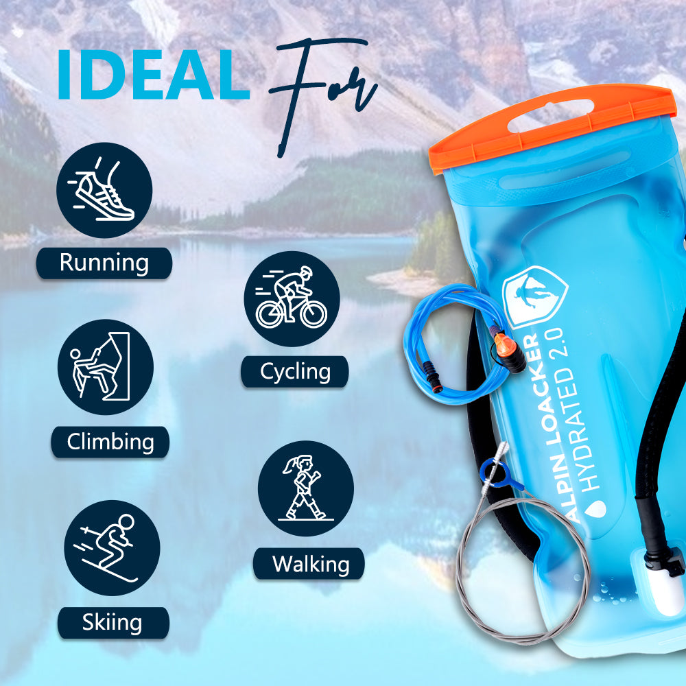 Trinkblase für Sommer + Winter mit Schlauch und Ventil, ideal für Laufen, Radfahren, Klettern, Wandern, Skifahren. Ultraleicht, auslaufsicher, einfache Reinigung.