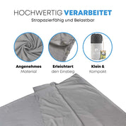 Reiseschlafsack und Hüttenschlafsack ultraleicht: Weicher, kompakter Liner mit Druckknopfverschluss, ideal für Outdoor-Abenteuer. Nachhaltig aus recyceltem Polyester, bietet Komfort und Hygiene.