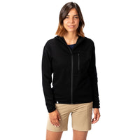 100% Merino Sport Hoodie mit Zip Damen - 230g/m2 - S / Schwarz