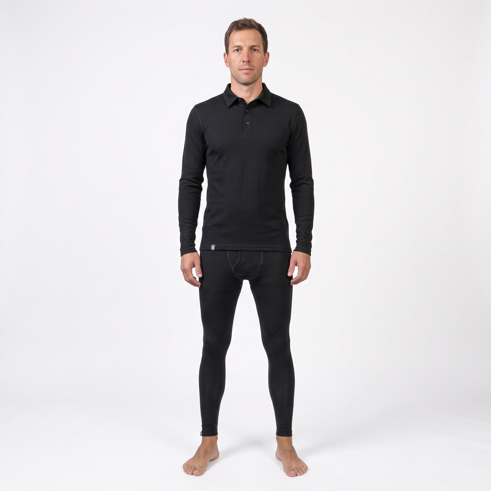 Merino Longsleeve Polo Men Set with Long Underwear