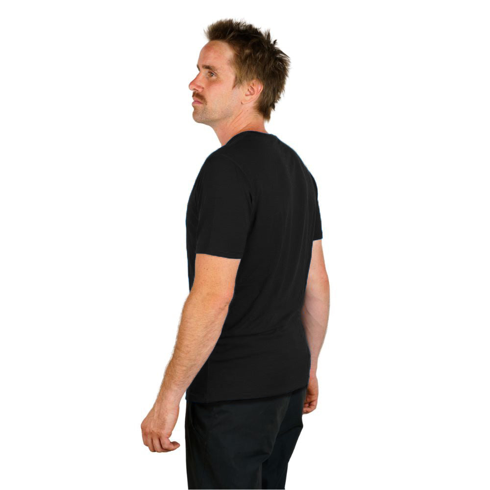 alpin loacker black merino t-shirt men v-cut side view