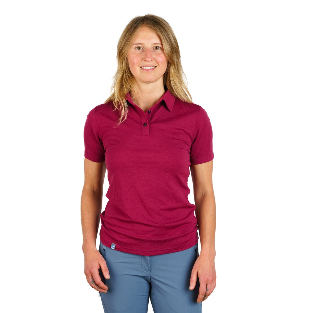 Alpin Loacker Merino Polo pour femmes Berry, Polo de sport pour femmes