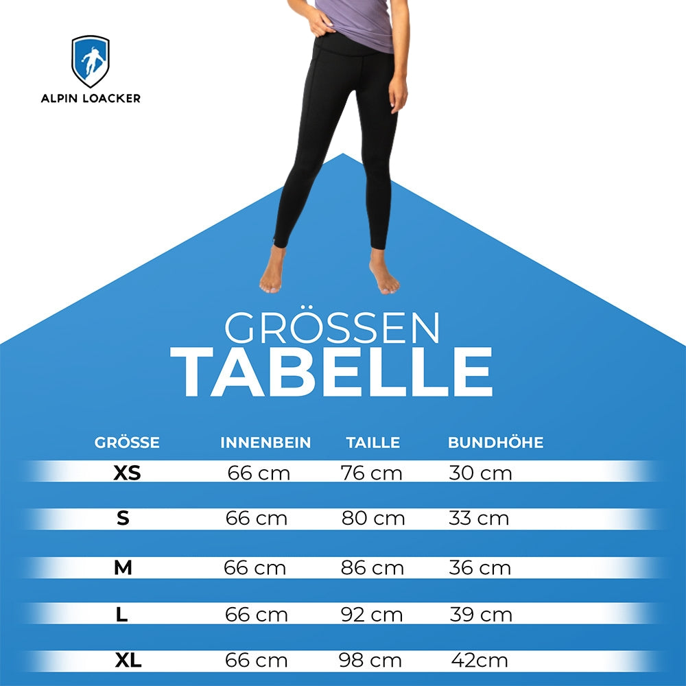 Größentabelle für Merino Damen Yoga Hose