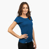 Alpin Loacker blaues 100 Merino T-shirt damen, nachhaltiges wander shirt