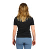 Merino polo shirt black ladies from behind