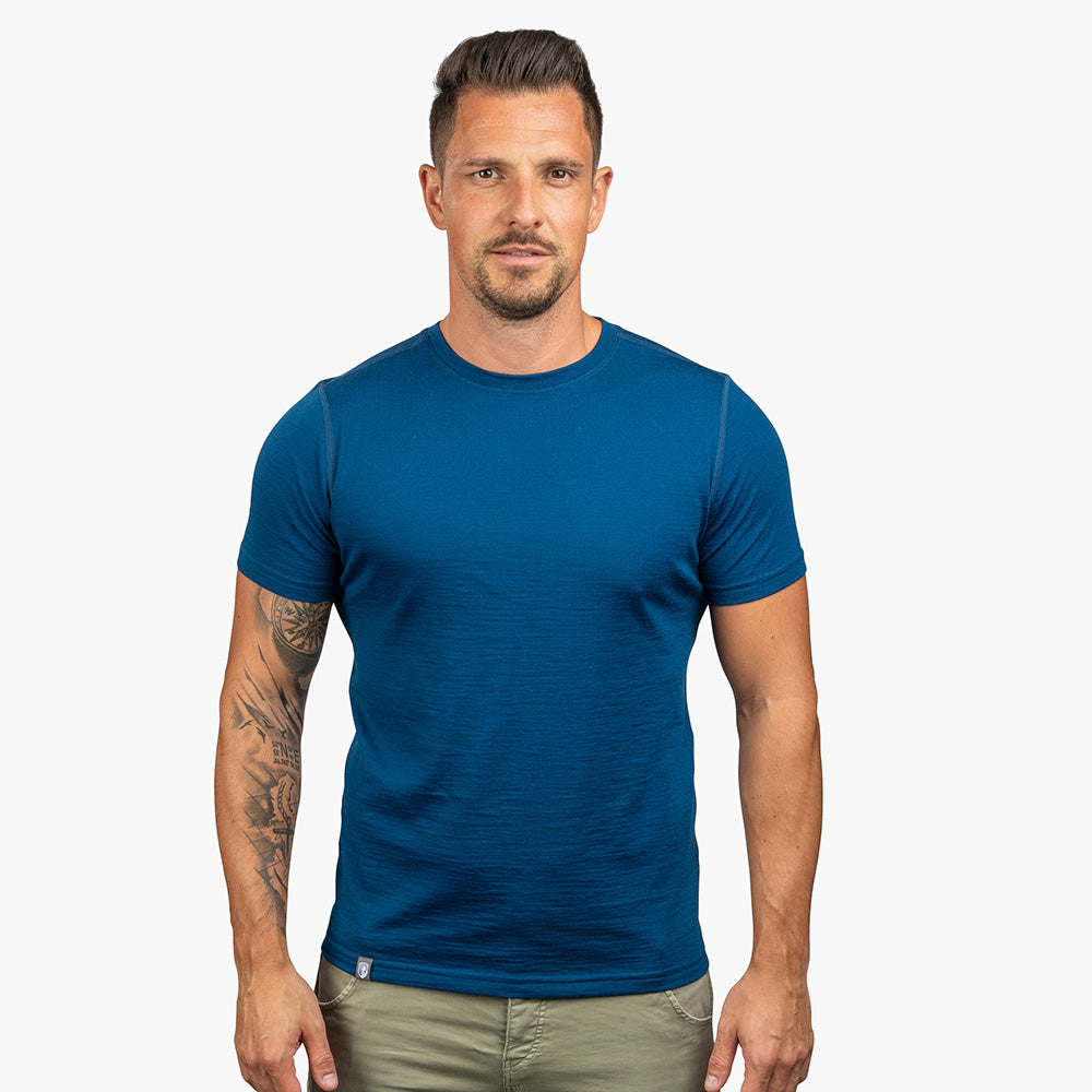 Alpin Loacker merino t-shirt herren sale, blaues merino t-shirt herren test merino shirt herren kurzarm