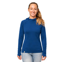 Merino Sun Hoodie Women 135 g/m² – ultralight - S / Blue