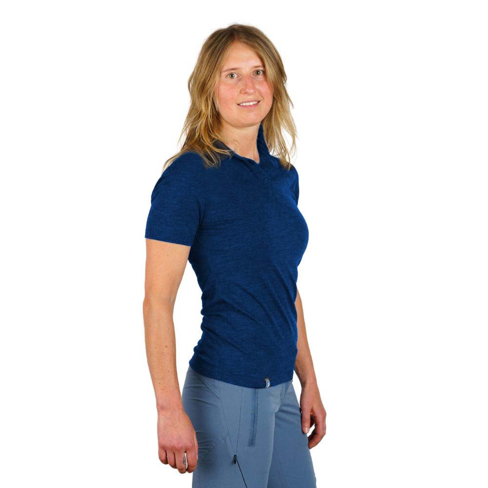 Alpin Loacker merino Polo T-shirt bleu dames