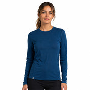 Alpin Loacker Merino Coolmax Langarmshirt Damen 150 g/m² Blau – Produktbild