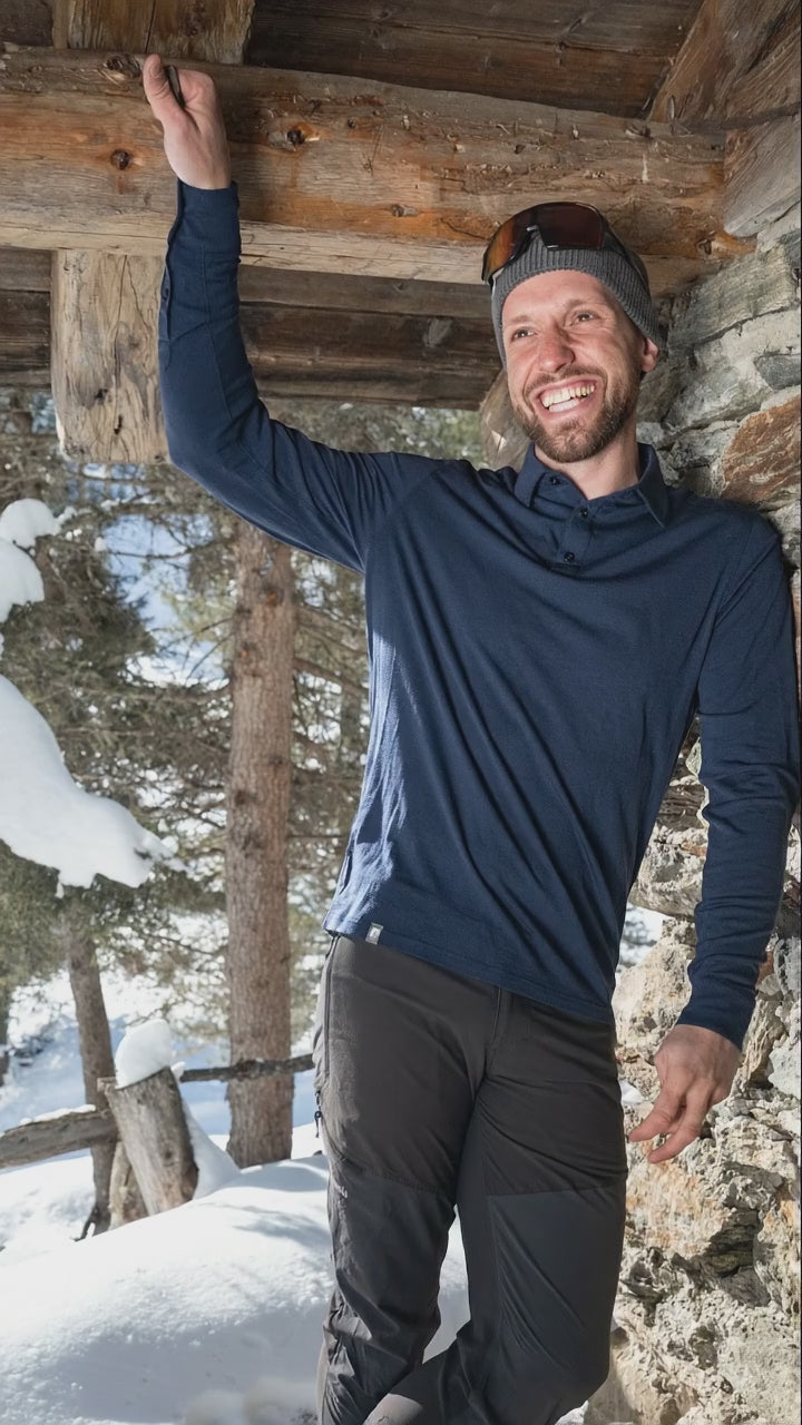 Merino Longsleeve Polo Men