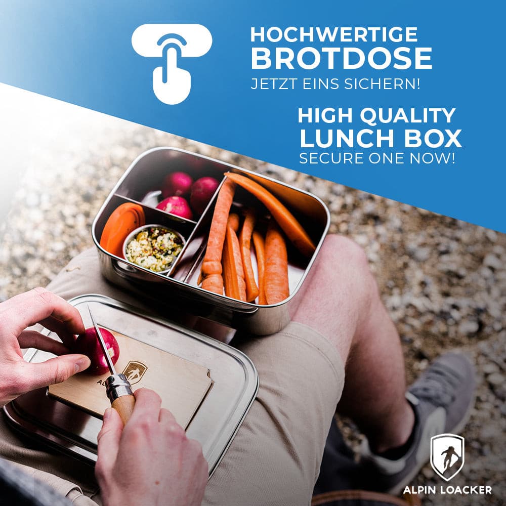 Alpin Loacker -RVS lunchbox, 1800ml met snijplank - Alpin Loacker -Lunchbox van hoge kwaliteit