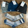 Bonnet mérinos 2 épaisseurs 100% laine mérinos en bleu, noir et gris - Alpin Loacker