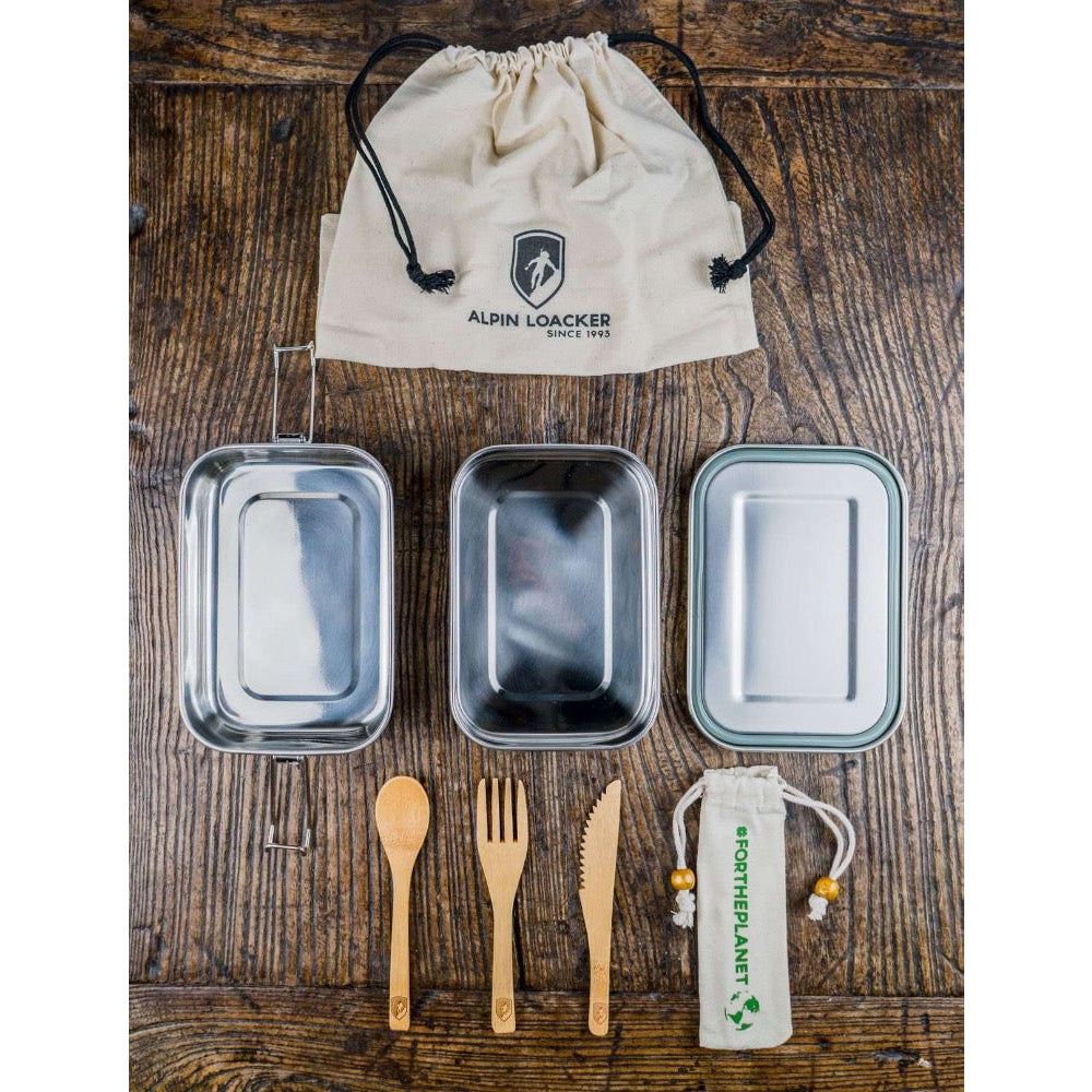Alpin Loacker -2 layer stainless steel Lunchbox EXPIRY safe with cutlery- Alpin Loacker