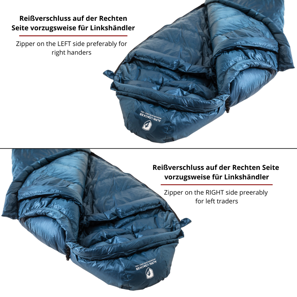 ALPIN LOACKER Pairing sleeping bags, connecting sleeping bags, down sleeping bags + light sleeping pads