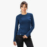Alpin Loacker blå merino långärmad skjorta för dam gjord av 100 % merinoull, premium merino funktionsskjorta för dam långärmad blå, köp merinokläder för kvinnor billigt online