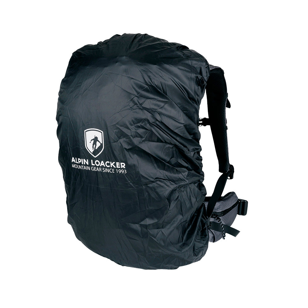 Alpin Loacker ultra leichter Wanderrucksack mit Regenschutz, Wasserdichter Bergrucksack mit Regenhülle in schwarz