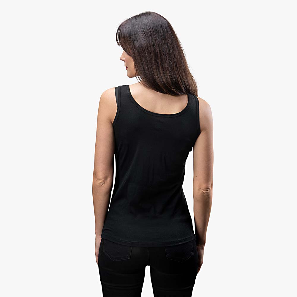 alpin loacker Camiseta sin mangas merino negra mujer negro, camiseta interior térmica merino mujer vista posterior 