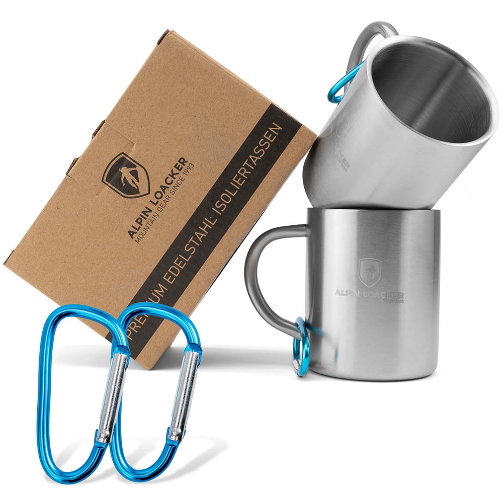 Alpin Loacker Thermobeaker with Handle, Stainless Steel Cup and Camping Mug, The outdoor cup with carabiner
