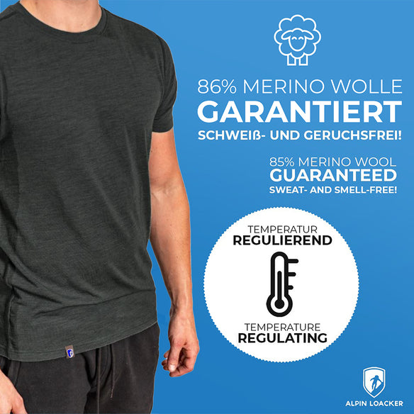 ALPIN LOACKER - CORESPUN Merinowolle T-Shirt Herren - unser neues Performance Shirt - Alpin Loacker - Garantiert Geruchsfrei