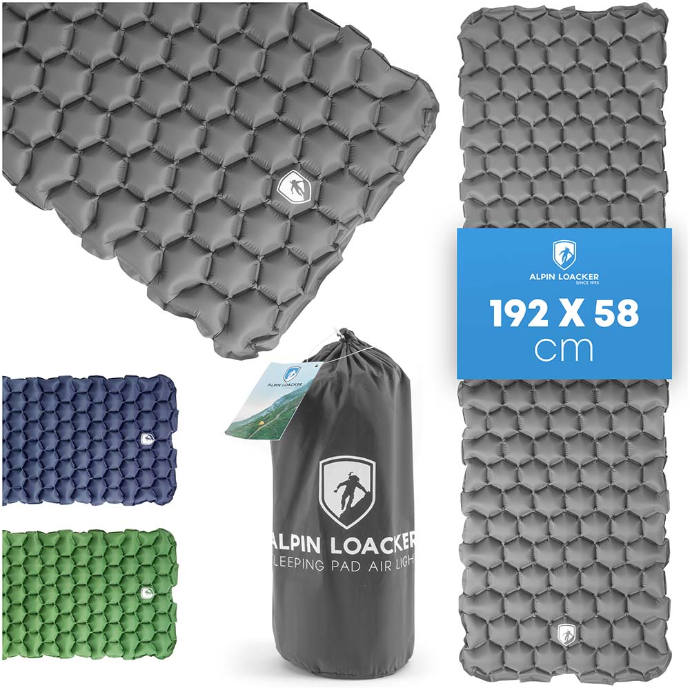 Alpin Loacker gray ultra light sleeping pad, camping air mattress waterproof