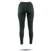 Lange Merino Unterhose Damen 150 g/m2, schwarze Funktionsunterwäsche, ideal für Outdoor-Abenteuer, zeigt Beine in robustem, elastischem Merino-Mix auf weißem Hintergrund.