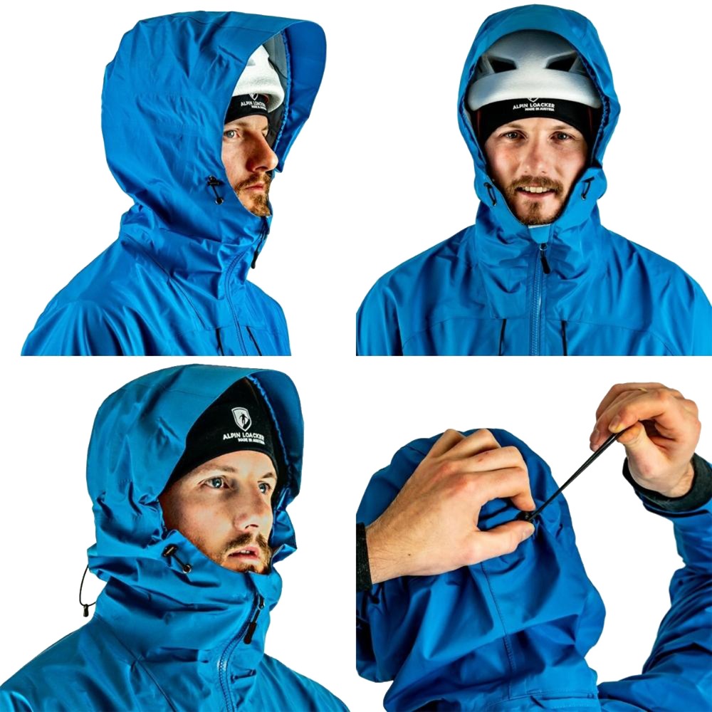 3 Lagen Hardshell Jacke leicht und wasserdichte Regenjacke für Herren mit Kapuze von Alpin Loacker