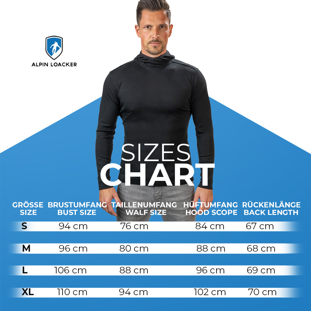 Merino Hoody Herren 230 g/m2, aus 100% Merinowolle, getragen von einem Mann. Ideal für Sport und Alltag, temperaturregulierend und antibakteriell.