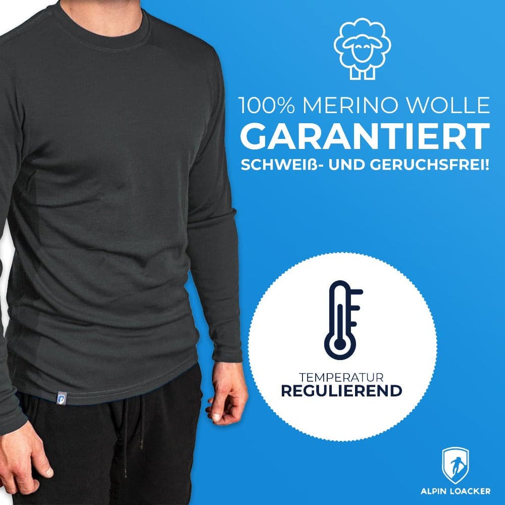 Alpin Loacker - Premium 100% Merinowolle Thermo Langarm Shirt 230g/m2 per Signori Alpin Loacker