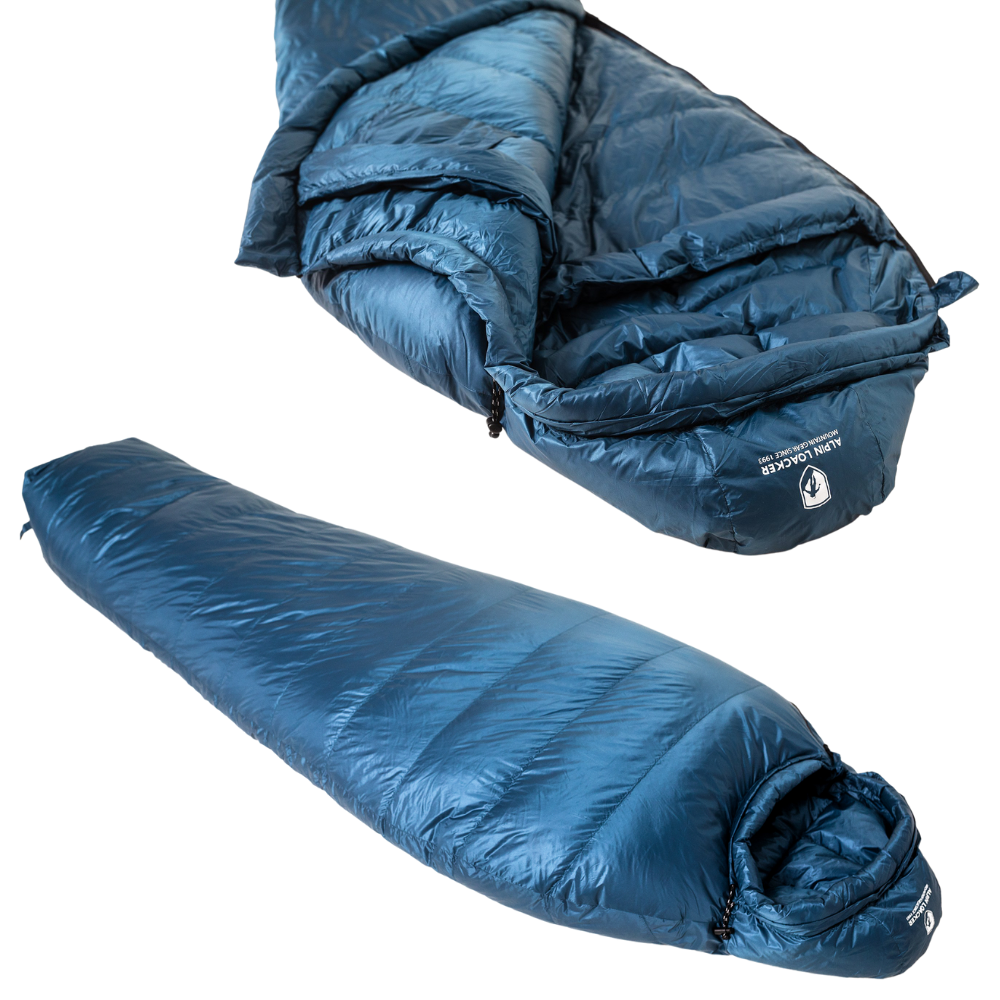 ALPIN LOACKER blue down sleeping bag + light sleeping mat