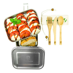 2 Layer Edelstahl Lunchbox auslaufsicher mit Besteck