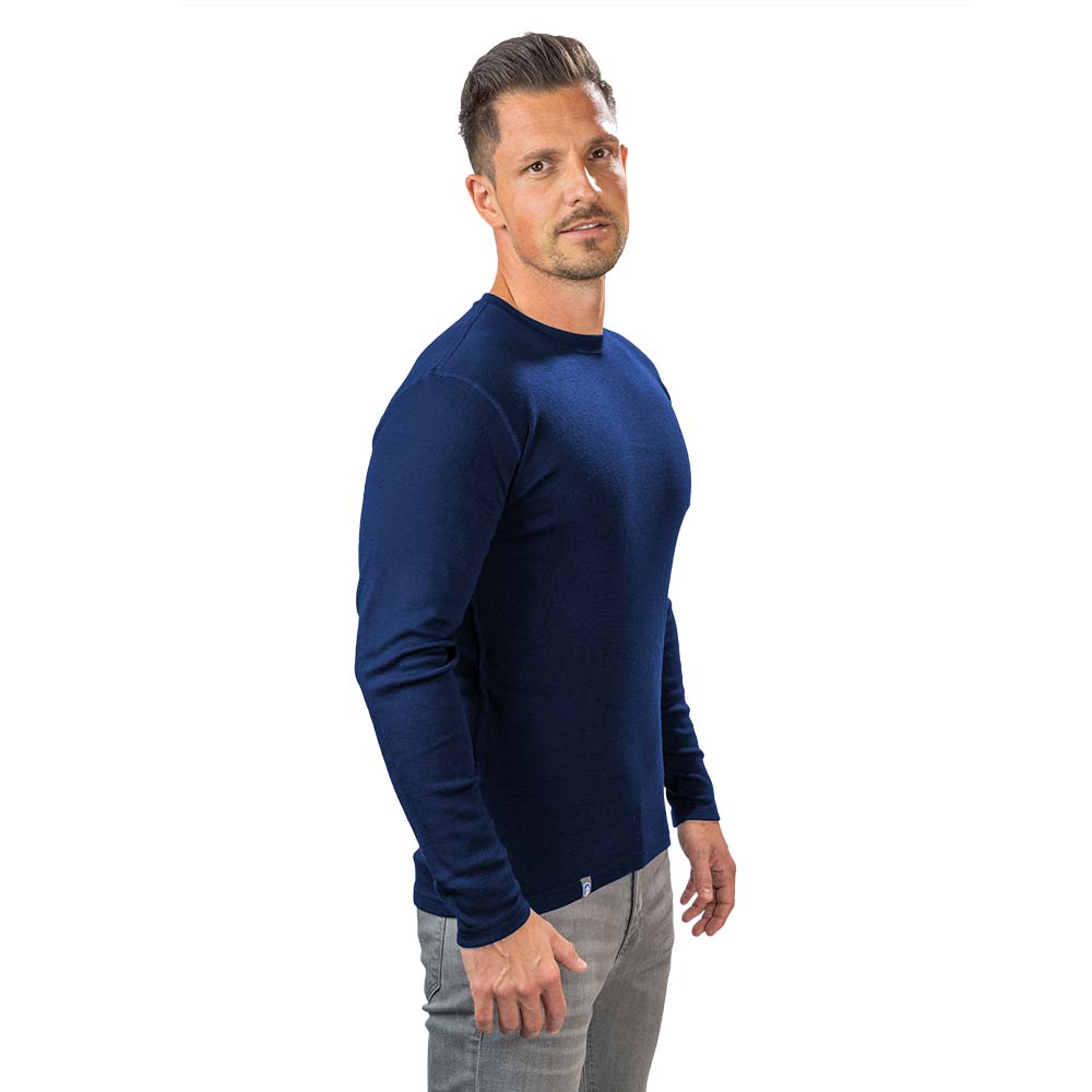 ALPIN LOACKER blå merino funktionsskjorta långärmad herr, merino långärmad skjorta av 100% merinoull, termiska funktionskläder från Alpin Loacker