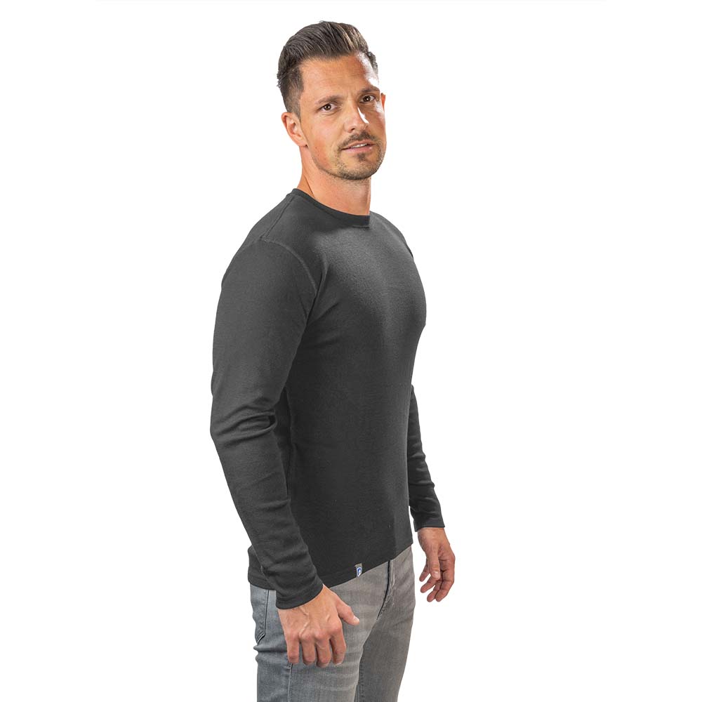 Alpin Loacker Camisa de manga larga Merino 230g / m2 camisa de manga larga gris Merino lana masculina, ropa Merino masculina