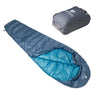 Blauwe ultralichte donsslaapzak van Alpin Loacker met praktische tas, Alpin Loacker ultralichte slaapzak in blauw met opbergzak